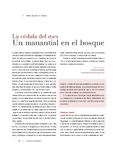 La cédula del mes. Un manantial en el bosque