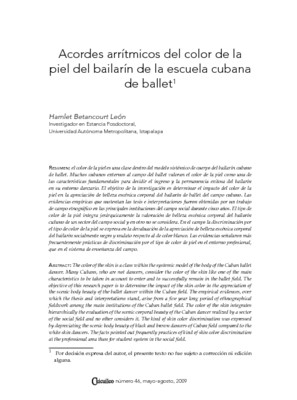 Acordes arrítmicos del color de la piel del bailarín de la escuela cubana de ballet