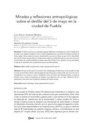Miradas y reflexiones antropológicas sobre el desfile del 5 de mayo en la ciudad de Puebla