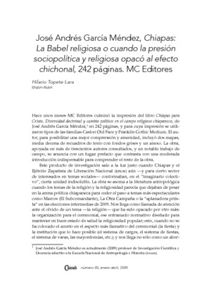 Chiapas: La Babel religiosa o cuando la presión sociopolítica y religiosa opacó al efecto chichonal