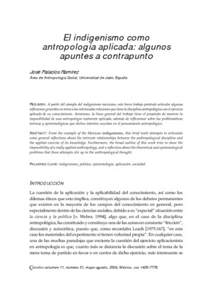 El indigenismo como antropología aplicada: algunos apuntes a contrapunto.