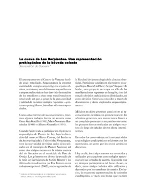 La cueva de Las Serpientes. Una representación prehispánica de la bóveda celeste