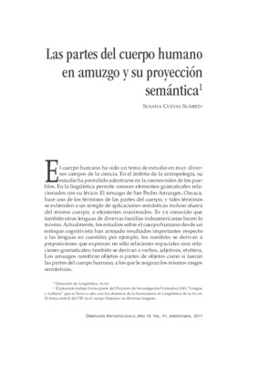 Las partes del cuerpo humano en amuzgo y su proyección semántica