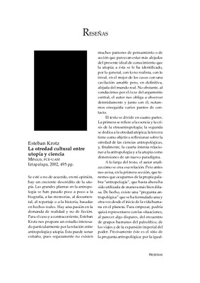 Esteban Krotz, La otredad cultural, entre utopía y ciencia, México, FCE-UAM, Iztapalapa, 2002, 495 pp.