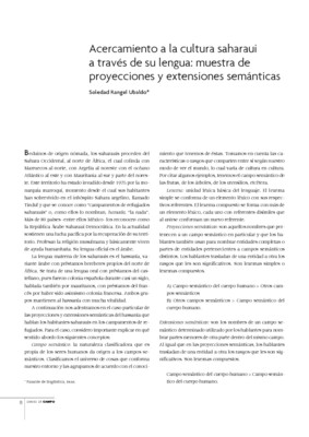 Acercamiento a la cultura saharaui a través de su lengua: muestra de proyecciones y extensiones semánticas