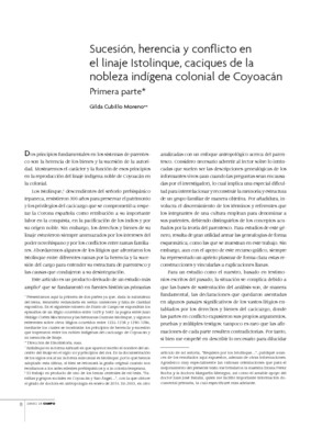 Sucesión, herencia y conflicto en el linaje Istolinque, caciques de la nobleza indígena colonial de Coyoacán. Primera parte
