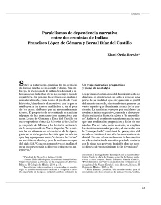 Paralelismos de dependencia narrativa entre dos cronistas de Indias: Francisco López de Gómara y Bernal Díaz del Castillo