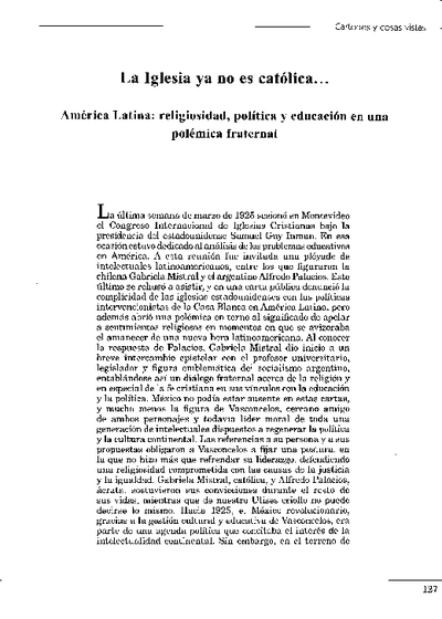 La Iglesia ya no es católica... América Latina: religiosidad, política y educación en una polémica fraternal
