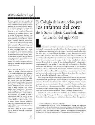 El Colegio de la Asunción para los Infantes del Coro de la Santa Iglesia Catedral, una fundación del siglo XVIII