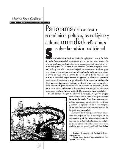 Panorama del contexto económico, político, tecnológico y cultural mundial: reflexiones sobre la música tradicional
