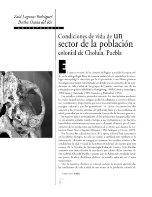 Condiciones de vida de un sector de la población colonial de Cholula, Puebla