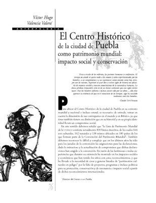 El Centro Histórico de la ciudad de Puebla como patrimonio mundial: impacto social y conservación