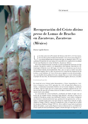 Recuperación del Cristo divino preso de Lomas de Bracho en Zacatecas, Zacatecas (México)