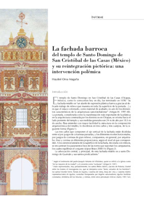 La fachada barroca del templo de Santo Domingo de San Cristóbal de las Casas (México) y su reintegración pictórica: una intervención polémica