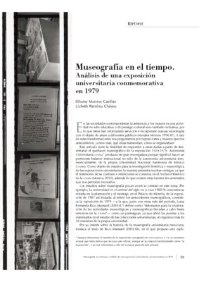 Museografía en el tiempo. Análisis de una exposición universitaria conmemorativa en 1979
