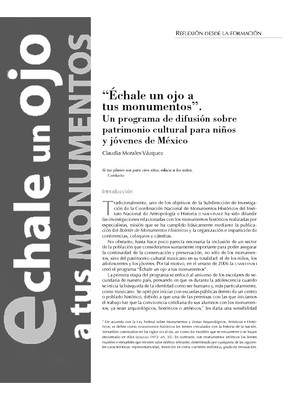 “Échale un ojo a tus monumentos”. Un programa de difusión sobre patrimonio cultural para niños y jóvenes de México