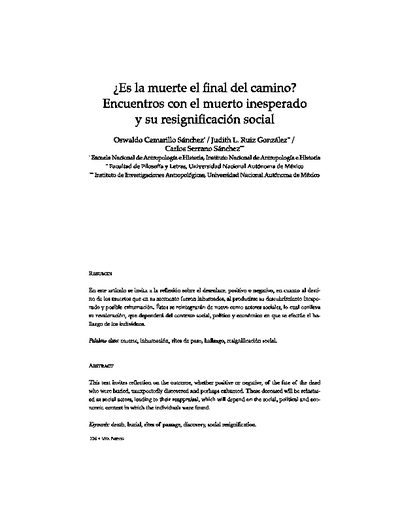 ¿Es la muerte el final del camino? Encuentros con el muerto inesperado y su resignificación social