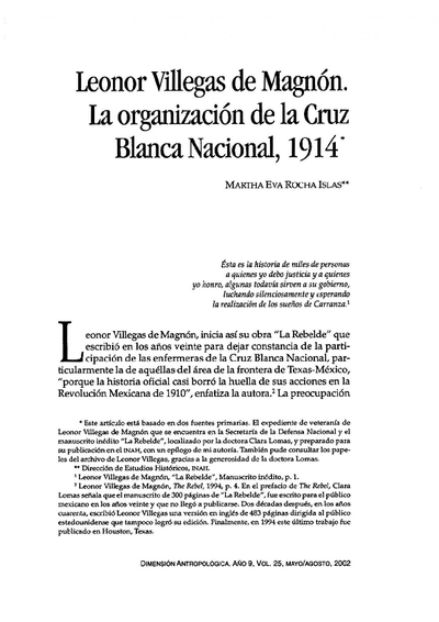 Leonor Villegas de Magnón. La organización de la Cruz Blanca Nacional, 1914