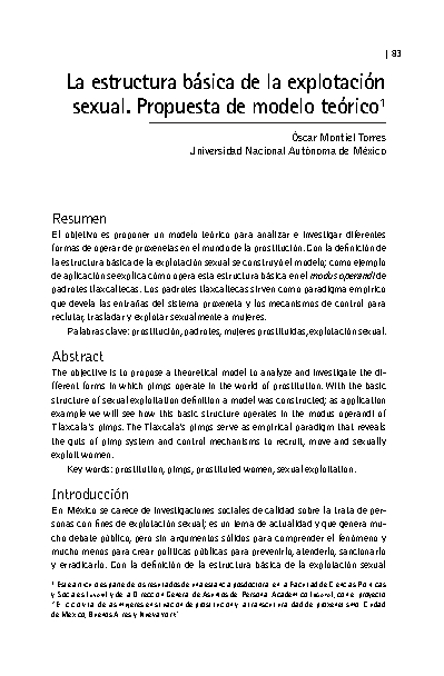 La estructura básica de la explotación sexual. Propuesta de modelo teórico
