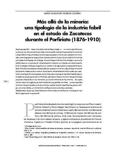Más allá de la minería: una tipología de la industria fabril en el estado de Zacatecas durante el Porfiriato (1876-1910)