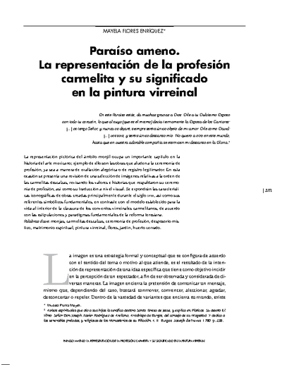 Paraíso ameno. La representación de la profesión carmelita y su significado en la pintura virreinal