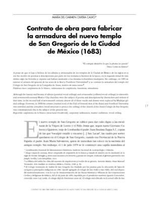 Contrato de obra para fabricar la armadura del nuevo templo de San Gregorio de la Ciudad de México (1683)