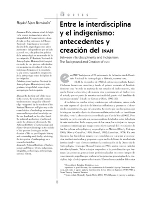 Entre la disciplina y el indigenismo: antecedentes y creación del INAH.