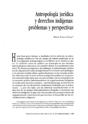 Antropología jurídica y derechos indígenas: problemas y perspectivas