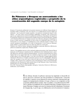 De Pátzcuaro a Uruapan: un acercamiento a los sitios arqueológicos registrados a propósito de la construcción del segundo cuerpo de la autopista
