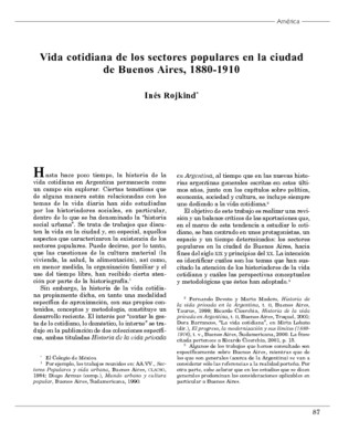 Vida cotidiana de los sectores populares en la ciudad de Buenos Aires, 1880-1910