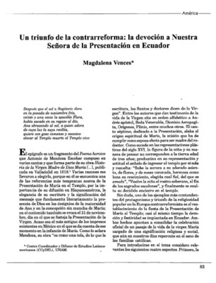 Un triunfo de la contrarreforma: la devoción a Nuestra Señora de la Presentación en Ecuador