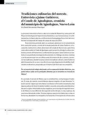 Tradiciones culinarias del noreste.Entrevista a Jaime Gutiérrez,el Conde de Agualeguas, cronistadel municipio de Agualeguas, Nuevo León