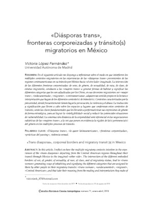 «Diásporas trans», fronteras corporeizadas y tránsito(s) migratorios en México