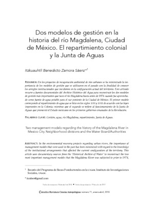Dos modelos de gestión en la historia del río Magdalena, Ciudad de México. El repartimiento colonial y la Junta de Aguas