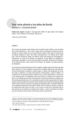 Una carta abierta a los jefes de Kandy