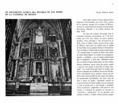 Un documento acerca del retablo de San Pedro de la Catedral de México
