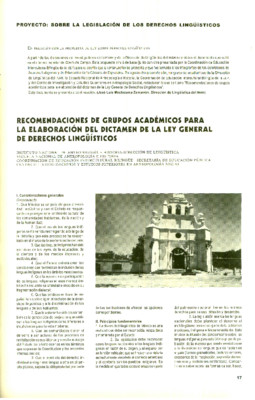 Recomendaciones de grupo académicos para la elaboración del dictamen de la Ley General de Derechos Lingüísticos
