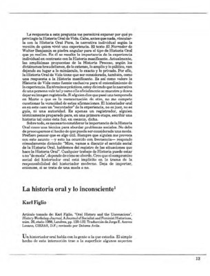 La historia oral y lo inconsciente