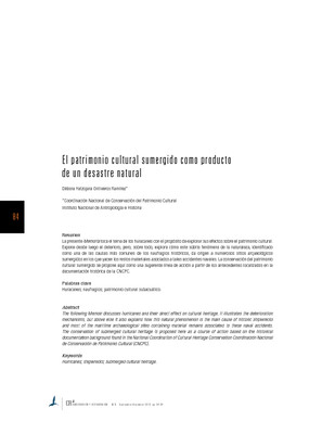 El patrimonio cultural sumergido como producto de un desastre natural