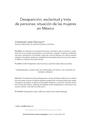 Desaparición, esclavitud y trata de personas: situación de las mujeres en México