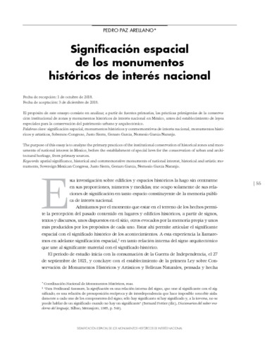 Significación espacial de los monumentos históricos de interés nacional