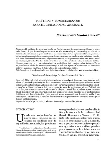 Políticas y conocimientos para el cuidado del ambiente