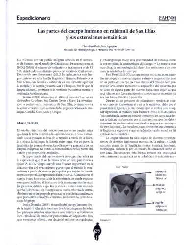 Las partes del cuerpo humano en ralámuli de San Elías y sus extensiones semánticas