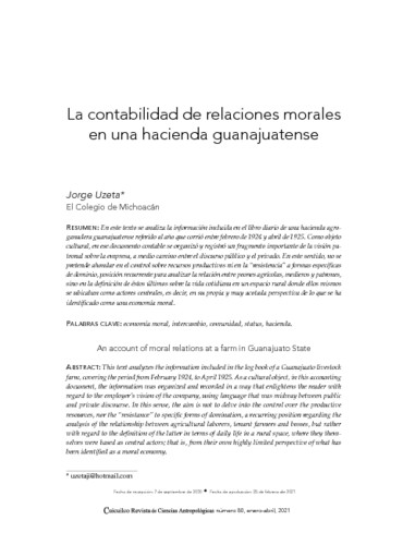La contabilidad de relaciones morales en una hacienda guanajuatense