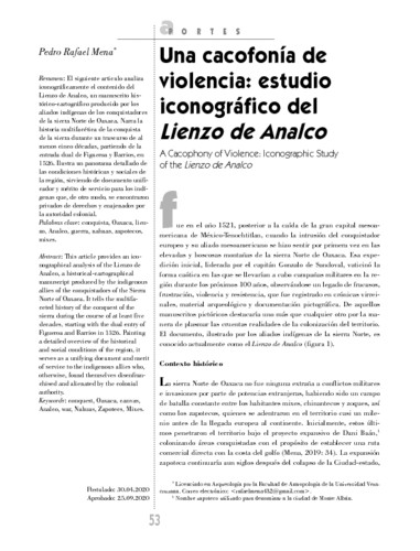 Una cacofonía de violencia: estudio iconográfico del Lienzo de Analco