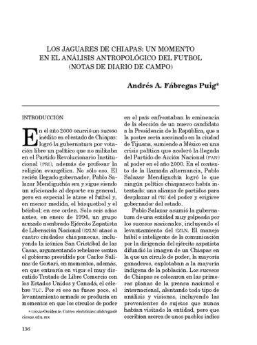 Los Jaguares de Chiapas: un momento en el análisis antropológico del futbol (notas de diario de campo)