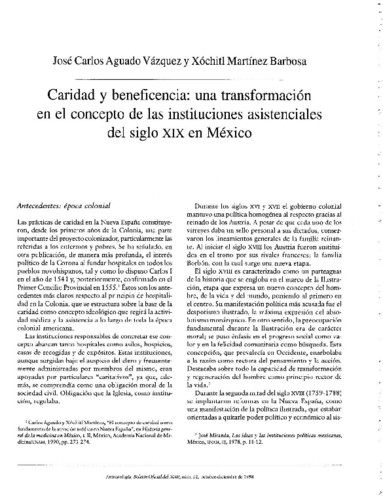 Caridad y beneficencia: una transformación en el concepto de las instituciones asistenciales del siglo XIX en México