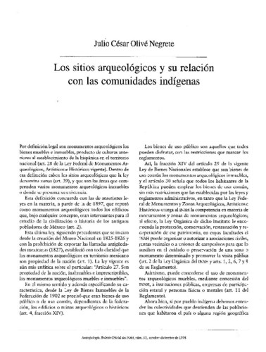 Los sitios arqueológicos y su relación con las comunidades indígenas