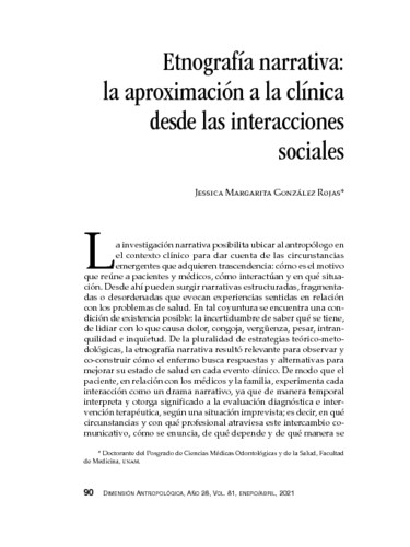 Etnografía narrativa: la aproximación a la clínica desde las interacciones sociales