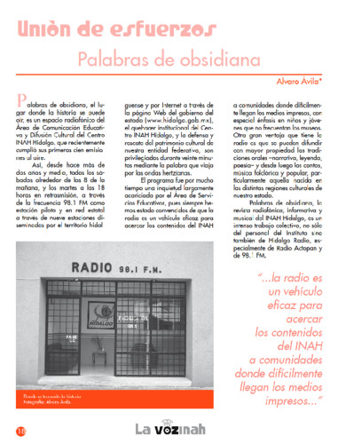 Unión de esfuerzos. Palabras de obsidiana